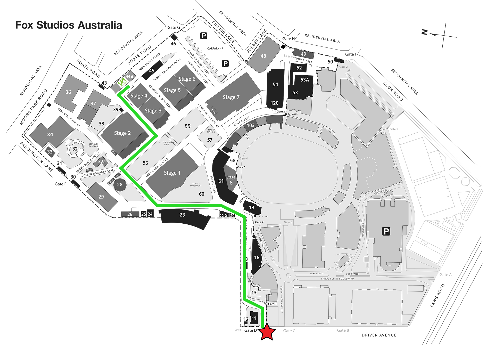 VA Hire Download Map VA Hire   Fox Studios Map 